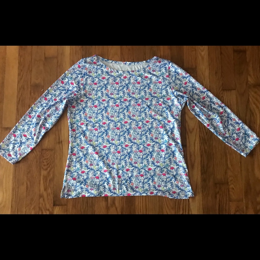 Vineyard Vines Boatneck Large Flamingo Print Top